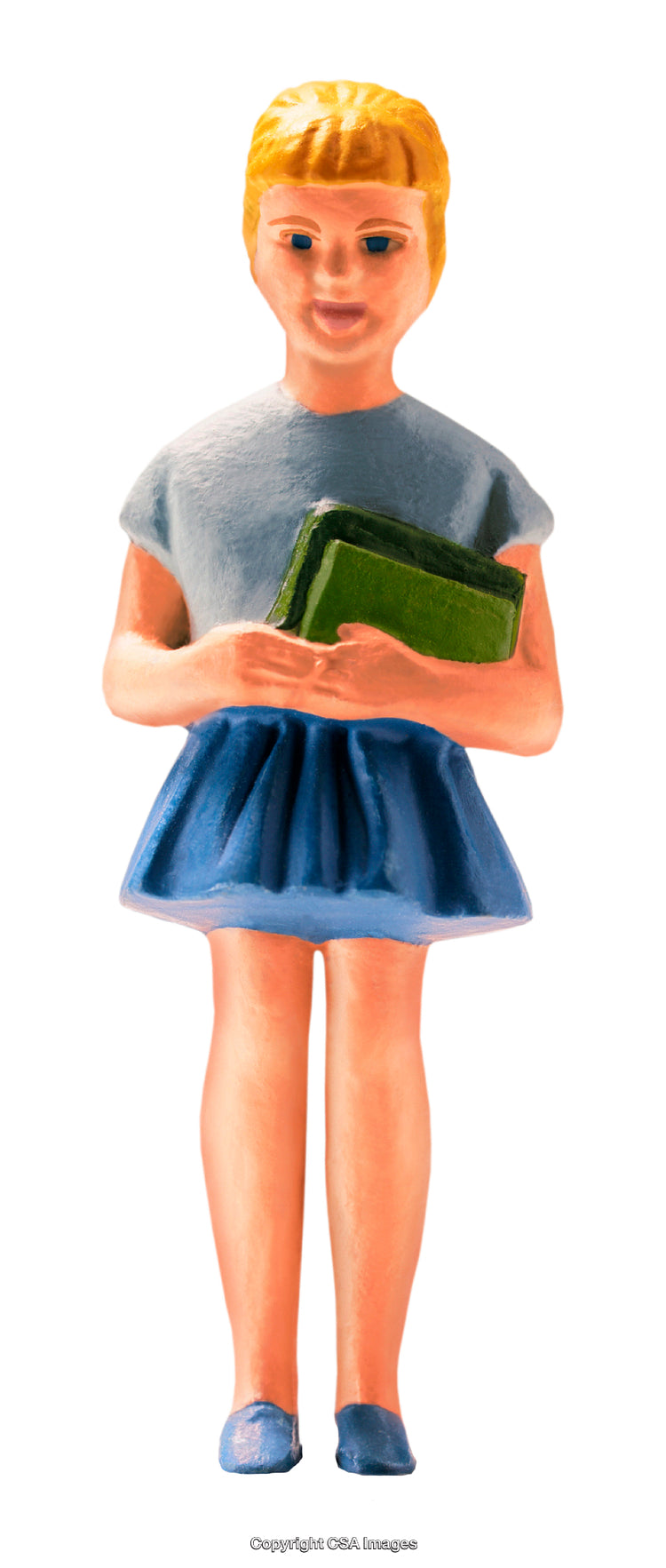 Colorful Plastic Toy of Girl Figure Holding a Book in Hand