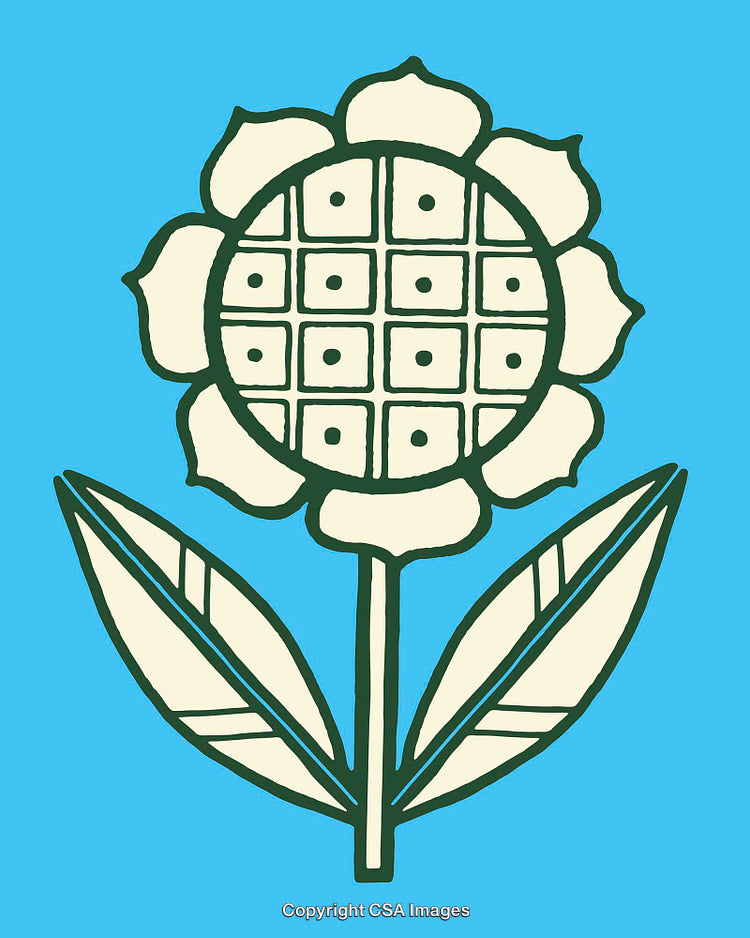 Abstract Line Art Illustration of a Geometric Sunflower Design
