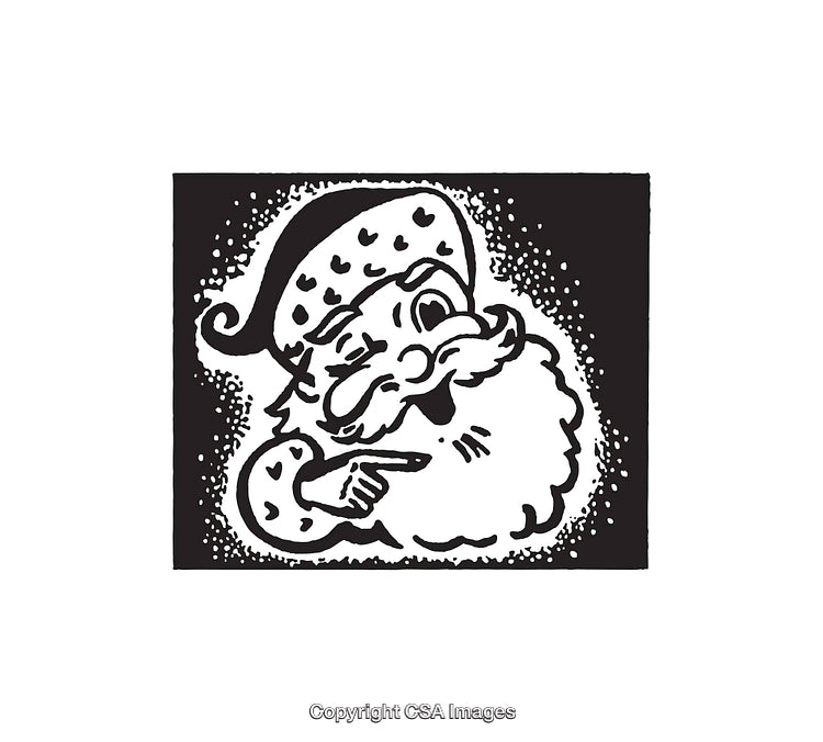 Santa Claus Line Art Illustration with Festive Cheer and Joyful Expression
