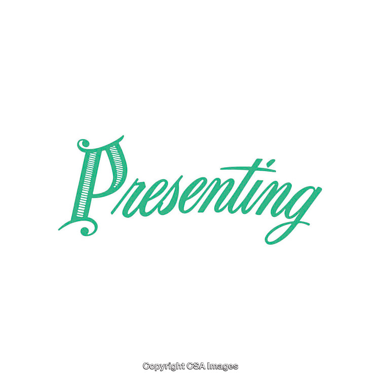Elegant Green Script Text Design with the Word 'Presenting'
