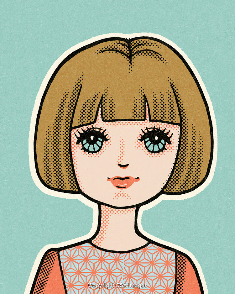 Retro Cartoon Illustration of a Girl With Vintage Art Style