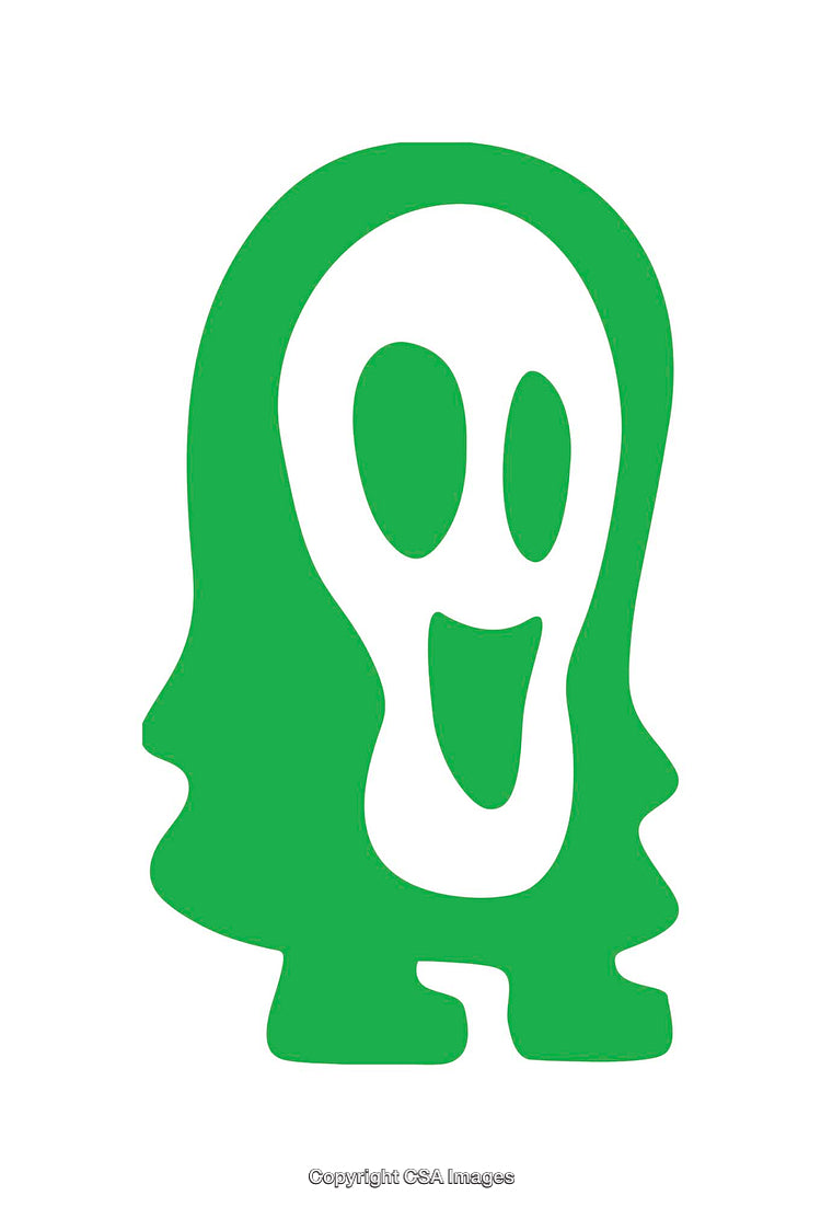 Simple Green and White Artistic Abstract Face Illustration Icon