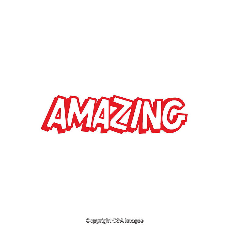 Red Stylized 'Amazing' Text on a Clean White Background