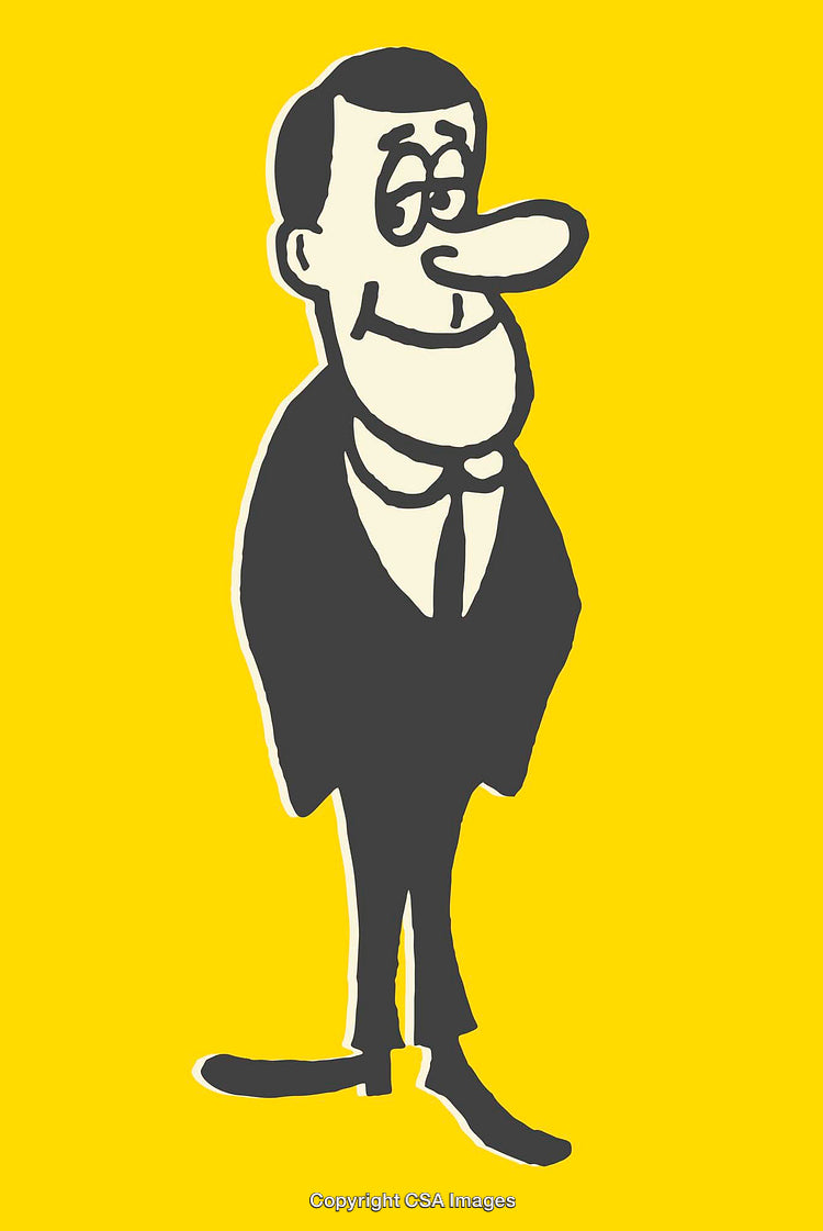 Smiling Businessman Illustration With Yellow Background