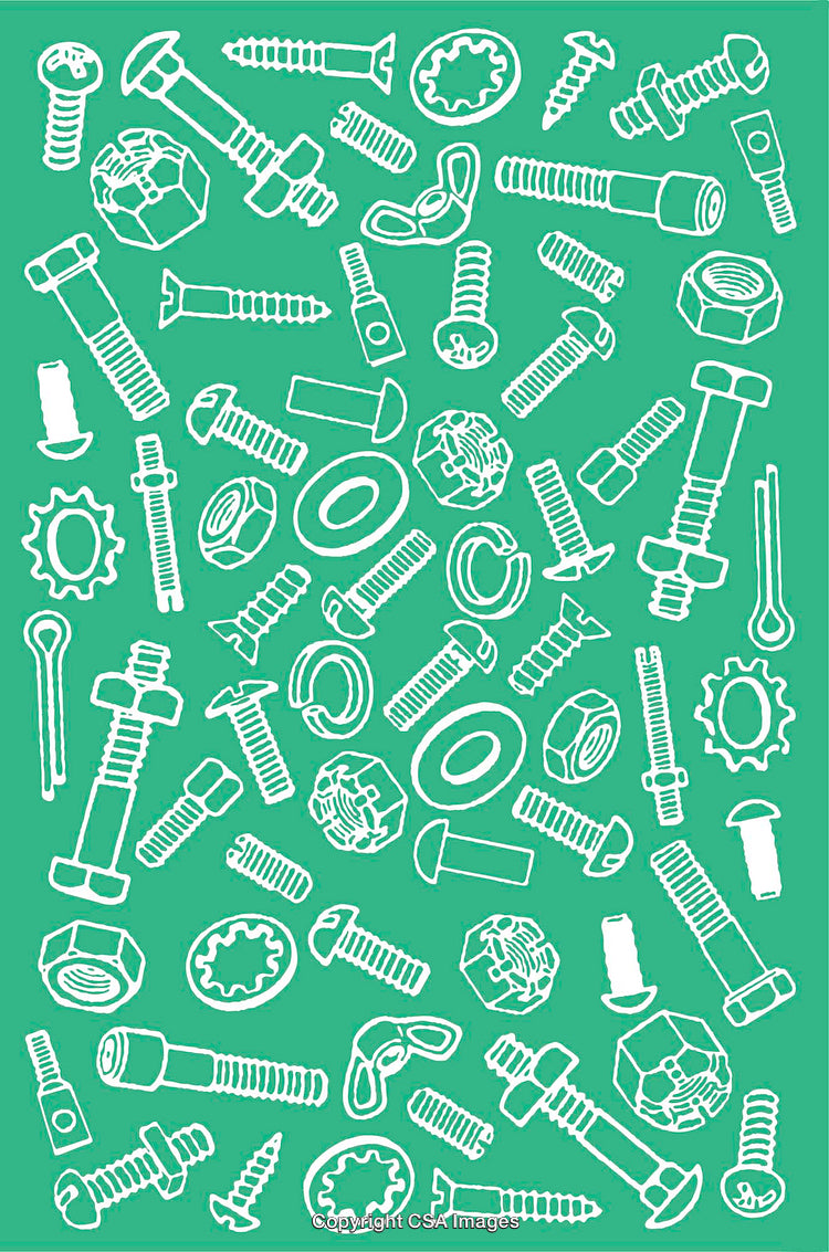 Collection of Hardware Outline Sketches over Green Background