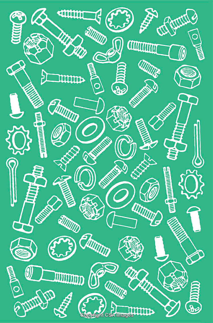 Collection of Hardware Outline Sketches over Green Background