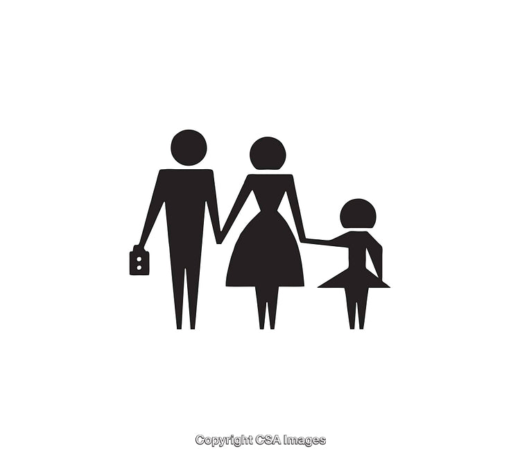 Black and White Icon of Family Holding Hands