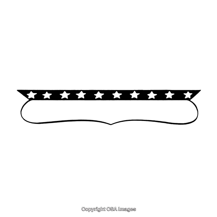 Black and White Decorative Border with Stars and Curved Design Elements