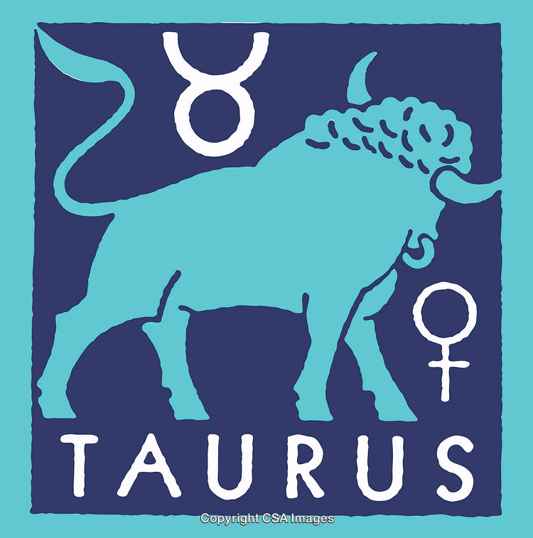 Taurus Zodiac Symbol Illustration with Bull and Astrological Elements