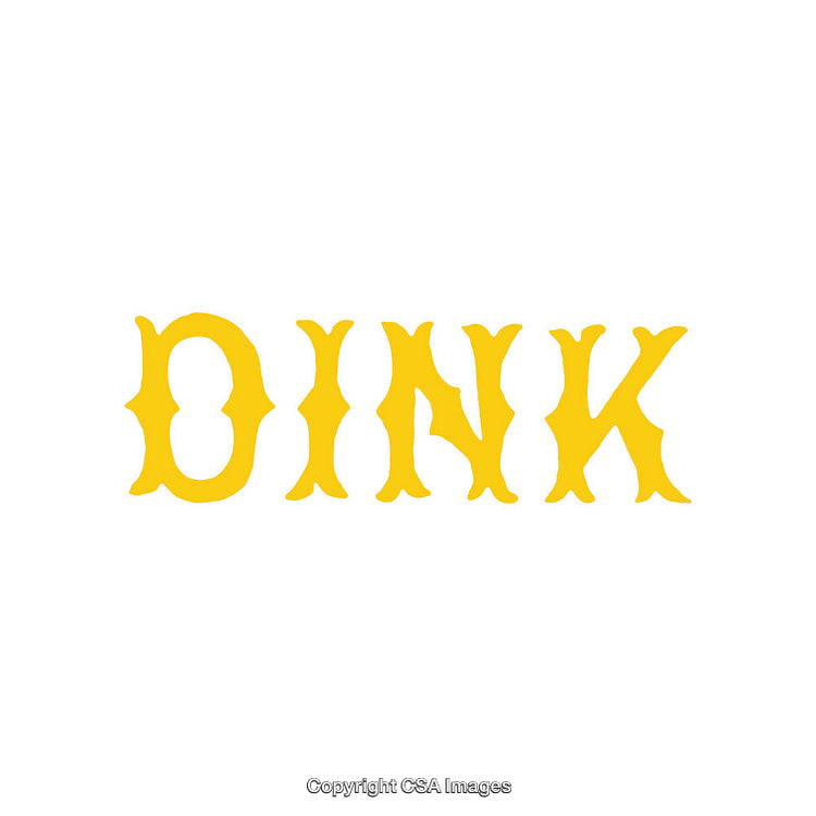 Stylized Yellow 'OINK' Lettering on a Minimal White Background