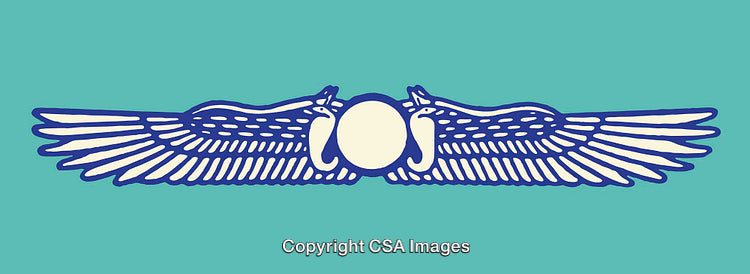 Ancient Egyptian Winged Scarab Sun Discreetly Illustrated in Line Art Style
