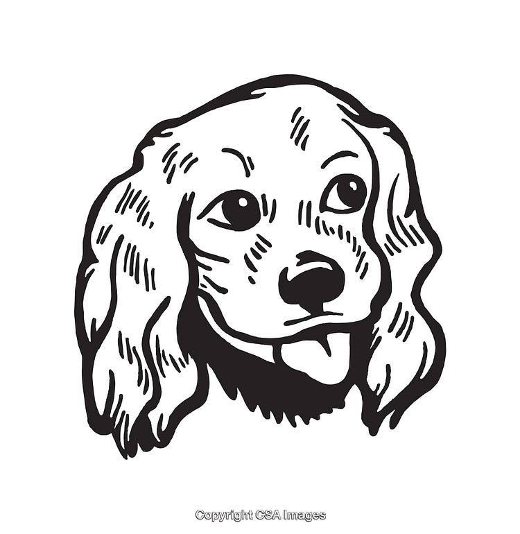 Black and White Line Art Illustration of a Dog's Head