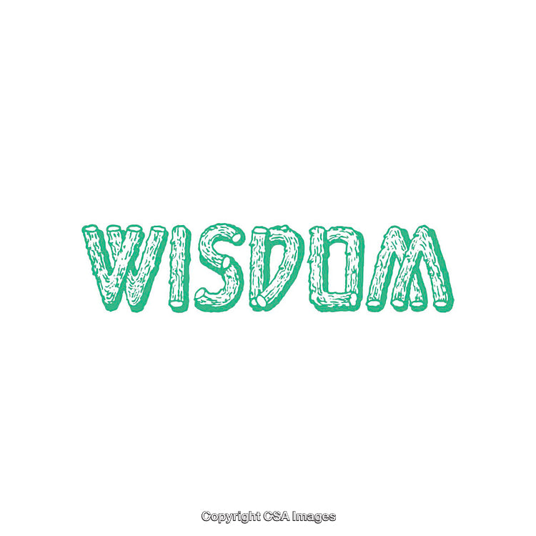 Illustrated 'Wisdom' Text With Unique Bold Green Typeface Design