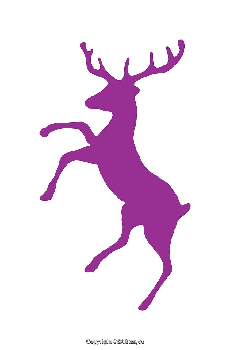 Purple Silhouette of a Rearing Deer Icon on White Background