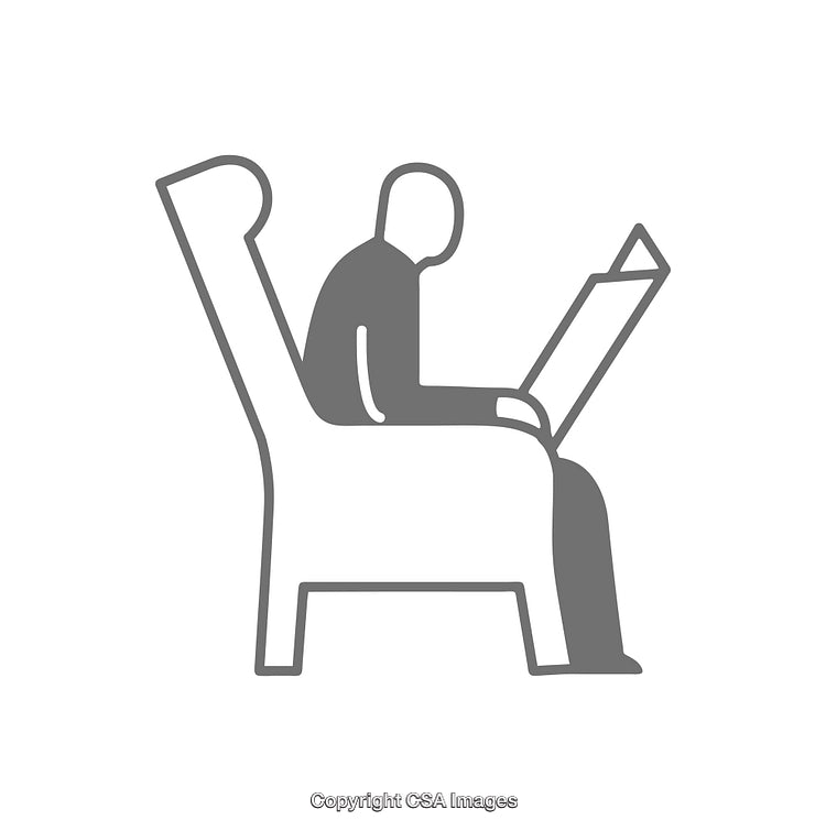 Stylized Icon of a Person Reading a Book on a Chair