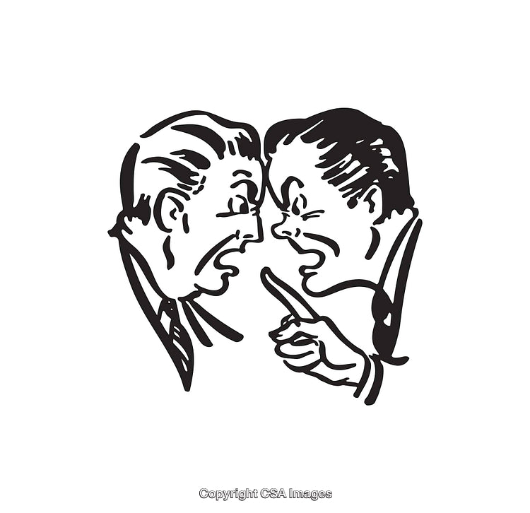 Two Animated Characters Engaged in a Heated Argument, Pointing Fingers at Each Other