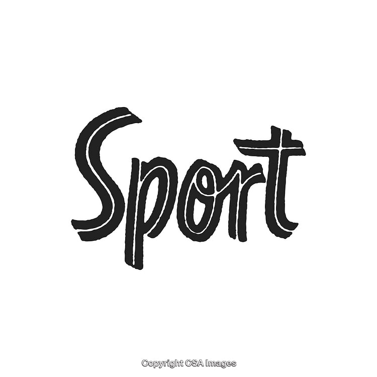 Hand-Drawn Sport Typography on White Background, Retro Styled Design