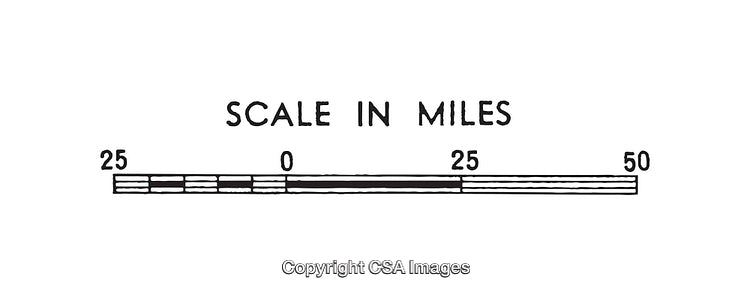 Detailed Black and White Diagram of a Scale Measured in Miles