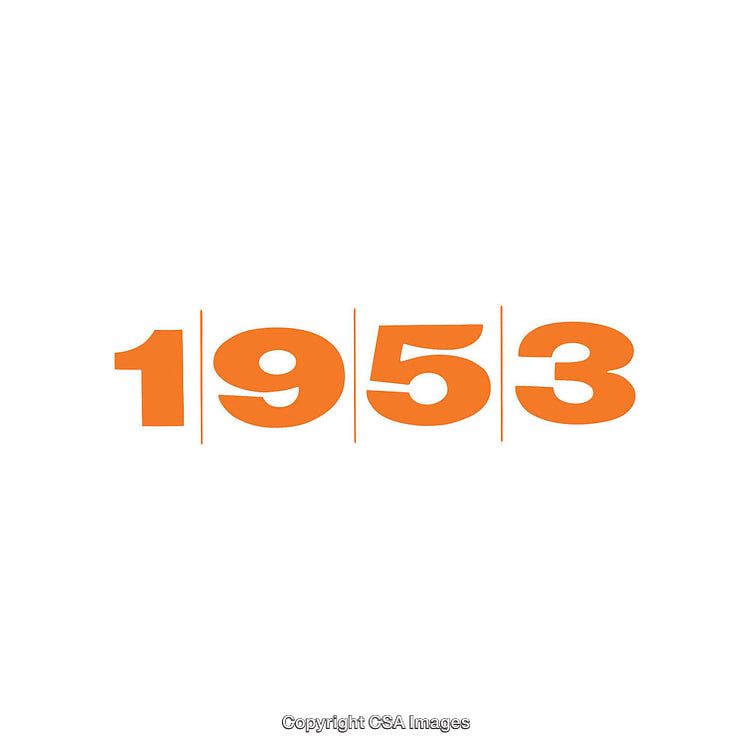 Minimalist Orange Number Design Featuring the Year 1953 on White Background