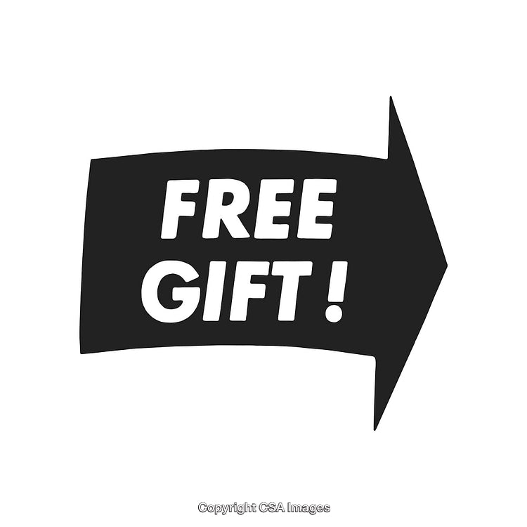 Arrow-Shaped Sign Displaying Bold 'Free Gift' Promotion