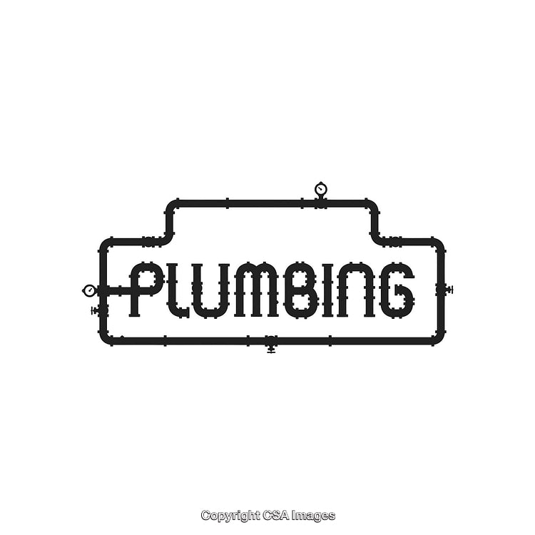 Plumbing Pipe Design Forming the Word 'Plumbing' in Black on White Background