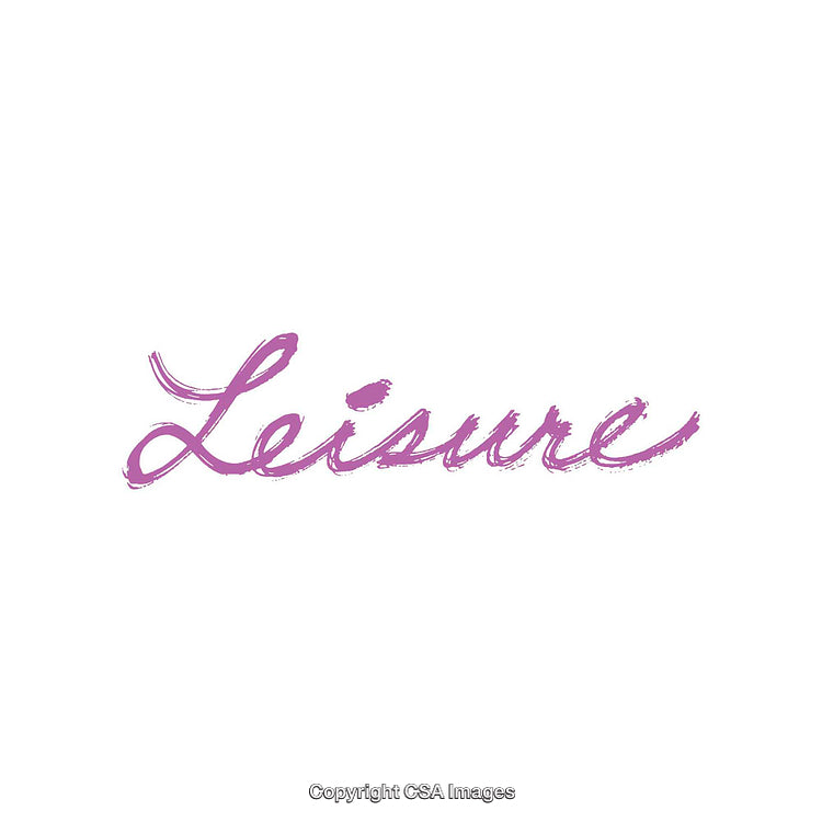 Elegant Handwritten Purple Word Art Featuring the Theme of Leisure