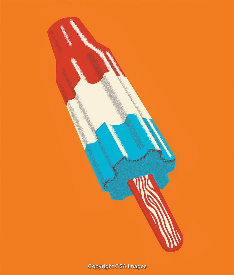 Illustrated Ice Pop with Vibrant Colors Against an Orange Background