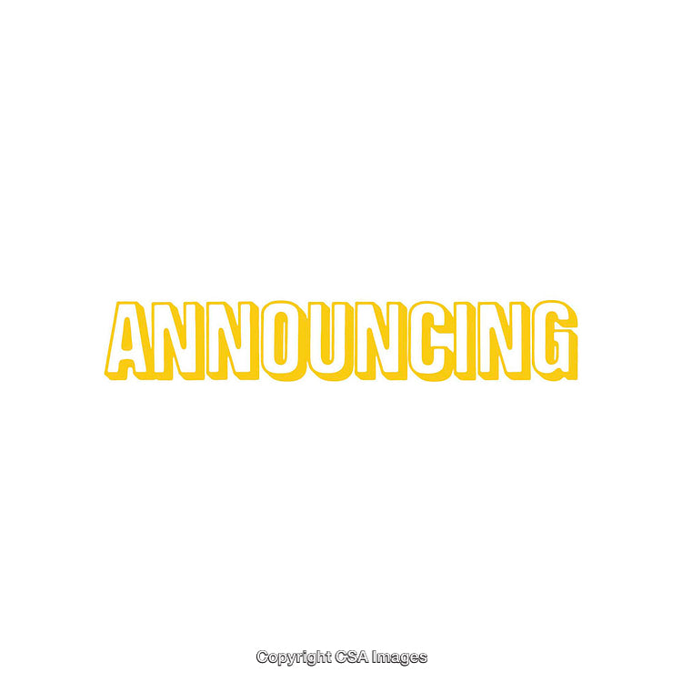Yellow Text 'Announcing' Boldly Displayed on Clean White Background