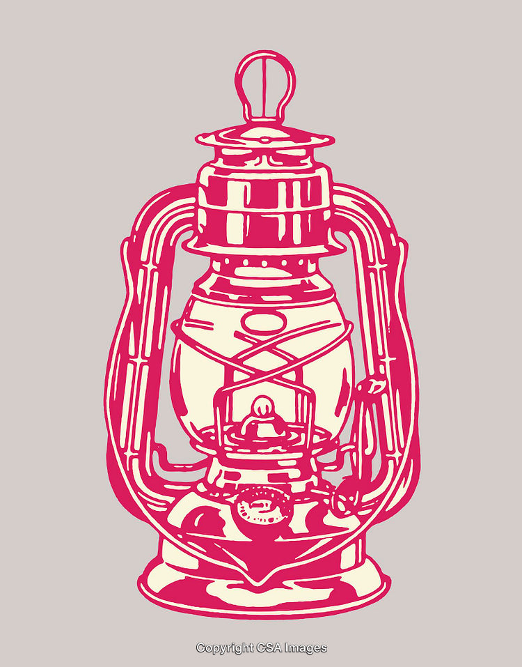 Vintage Lantern Illustrated in Bold Pink Design