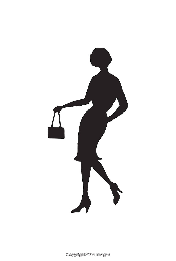 Silhouette of a Woman Walking Gracefully with a Handbag