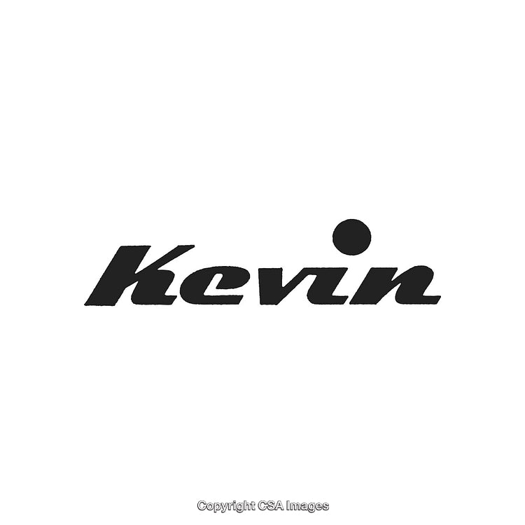 Stylized Black Typography on White Background Spellings Out "Kevin"
