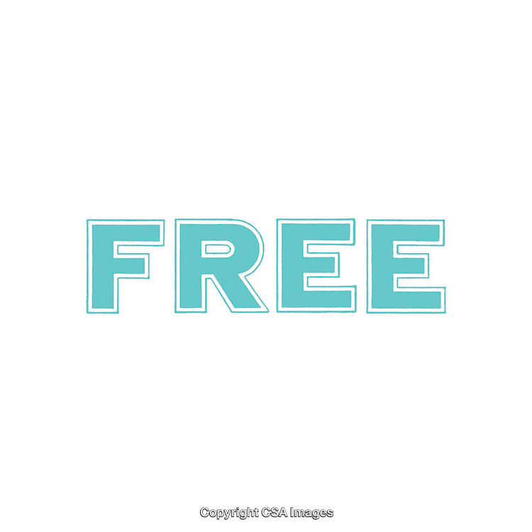 Turquoise Free Sign on Clean White Background in Bold Letters