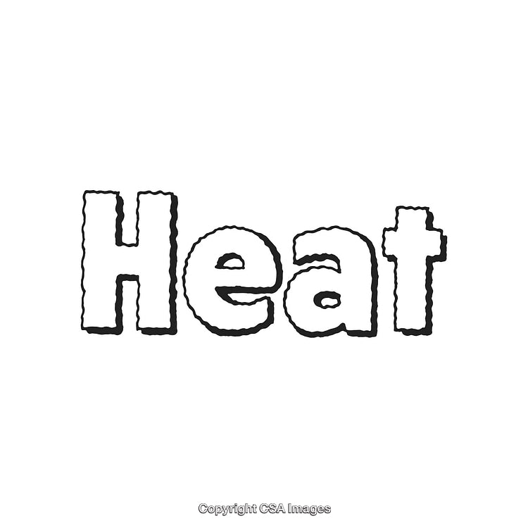 Bold Stylized Text Illustration Depicting the Word Heat in Black and White
