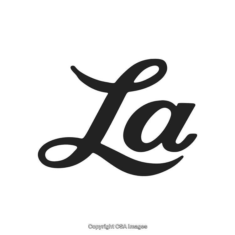 Elegant Black Script Font Design Featuring the Letters 'La'