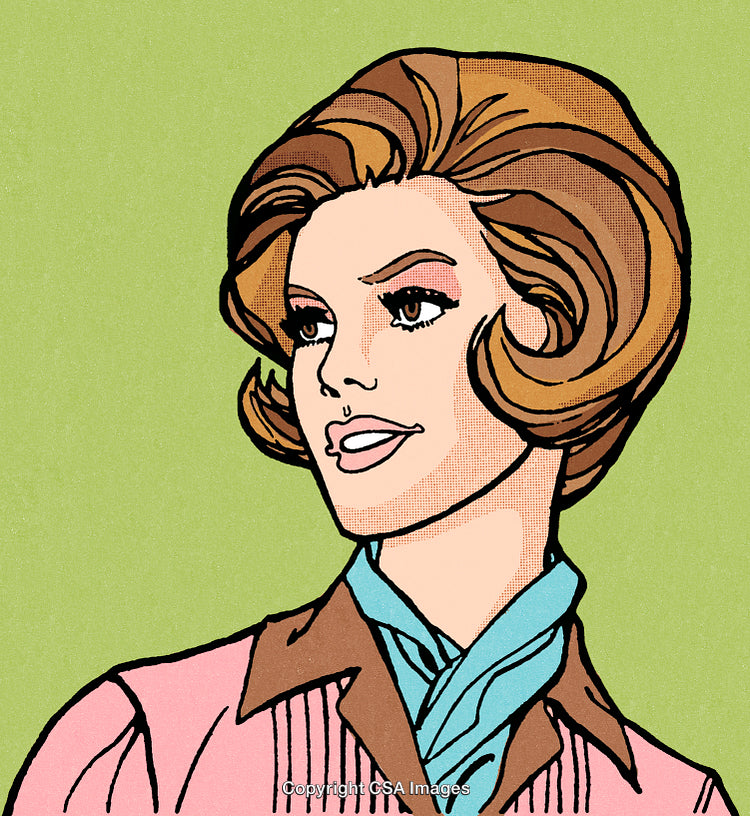 Vintage Pop Art Illustration of a Stylish Woman with Retro Hairstyle