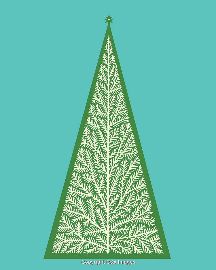 Stylized Minimalist Christmas Tree Illustration With Festive Design Elements