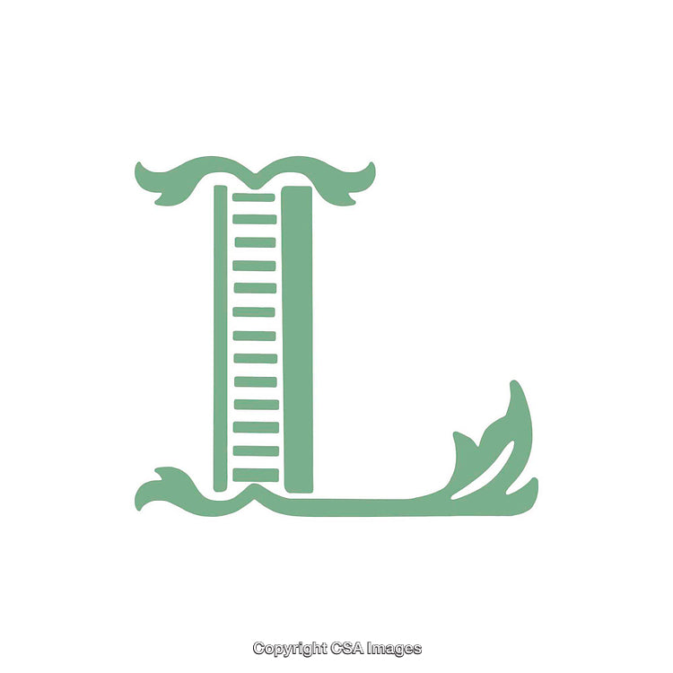 Decorative Illustration of the Letter L with Nature Motifs