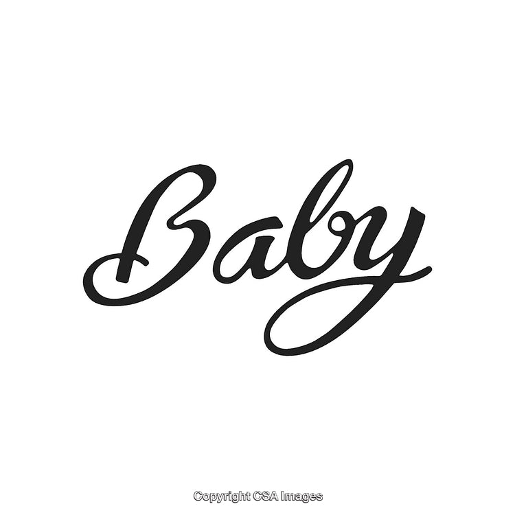 Elegant Calligraphy Text Illustration Spelling the Word Baby in Black