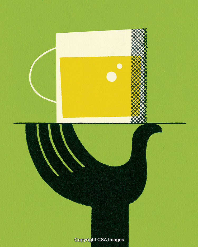 Minimalist Illustration of a Cup of Beverage Served on a Tray