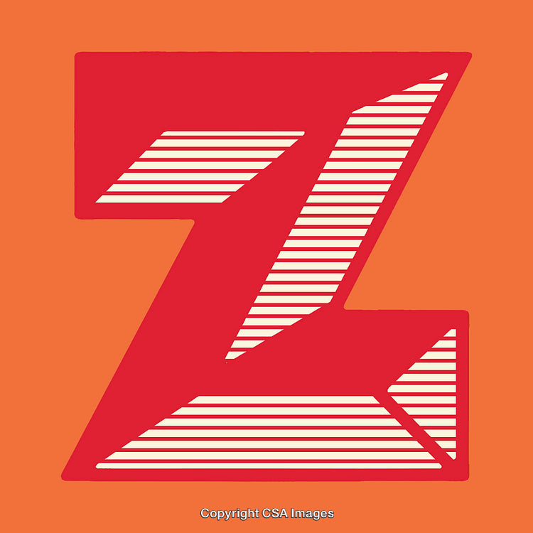 Bold Red Letter Z Graphic on Orange Background