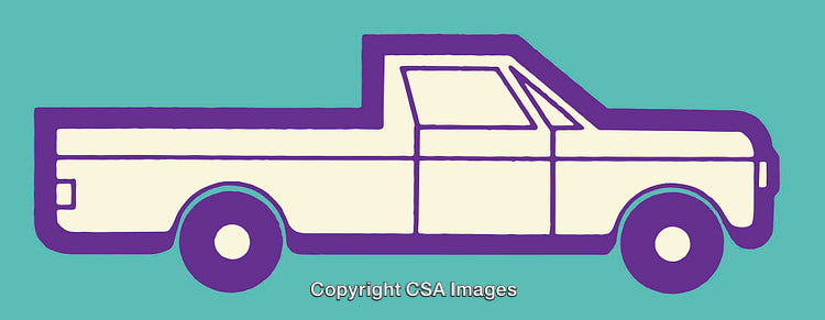 Minimalistic Illustration of a Pickup Truck in Colorful Line Art Style