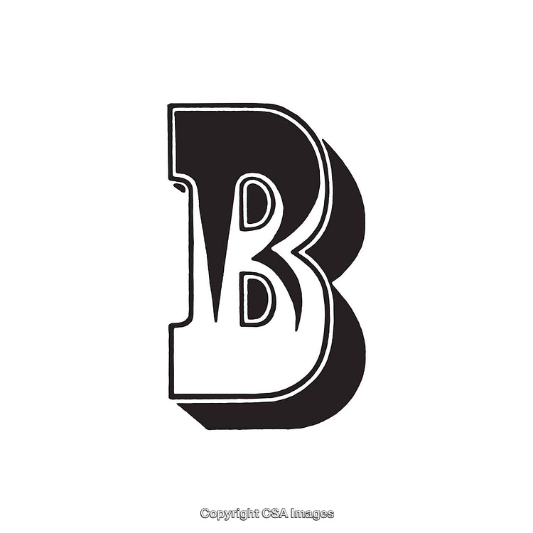 Stylized Retro Letter B in Monochrome Design