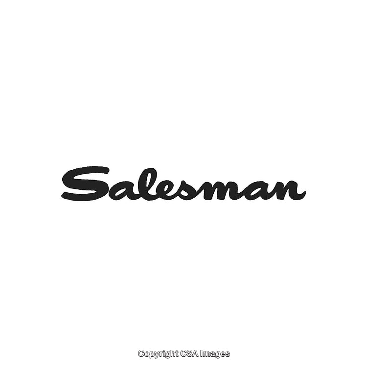 Stylized Calligraphy Text Depicting the Word Salesman in Black on White
