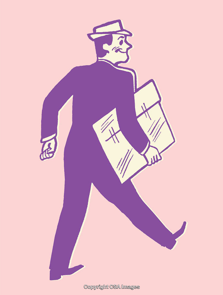 Vintage Illustration of a Man in Hat Holding a Newspaper, Retro Style