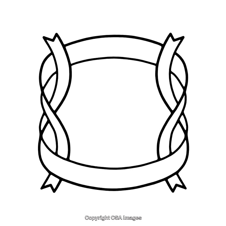 Black and White Decorative Ribbon Frame with Intertwining Borders