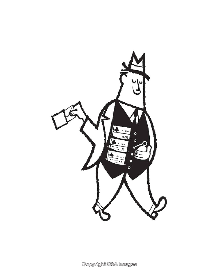 Black and White Line Art of Businessman in Classic Attire