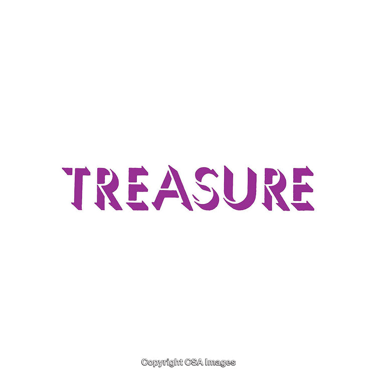 Purple Creative Typography Design Depicting the Word Treasure on White Background