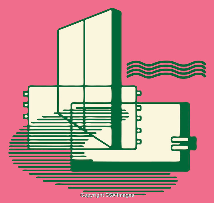 Abstract Geometric Line Art Illustration with Soft Tones on a Solid Background