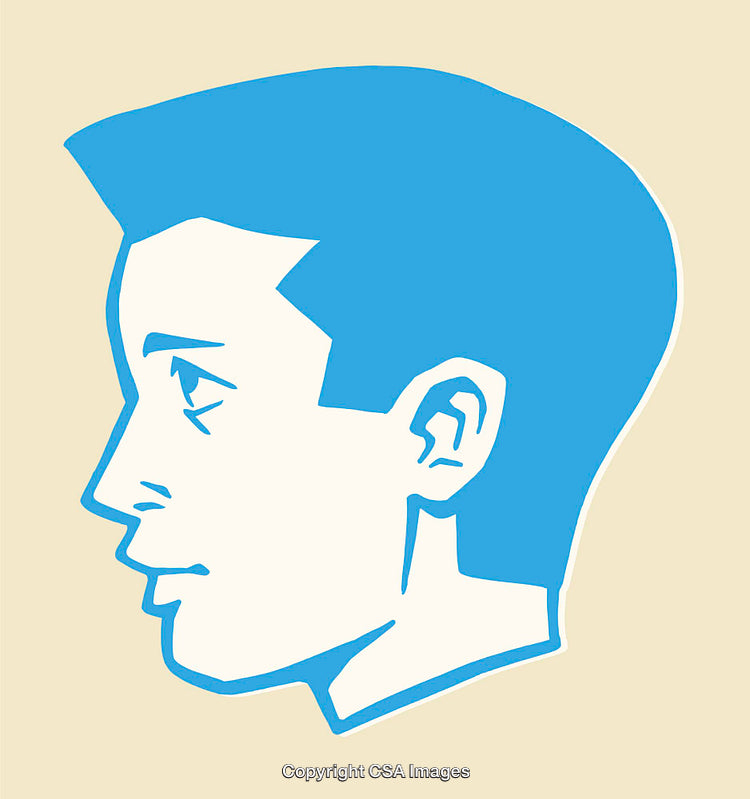 Profile View Line Art of a Human Face in Blue and Beige