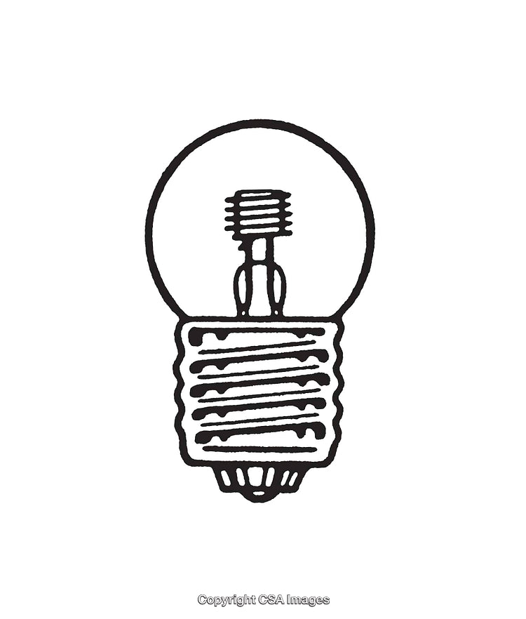 Black and White Light Bulb Line Art Illustration of Minimalist Design